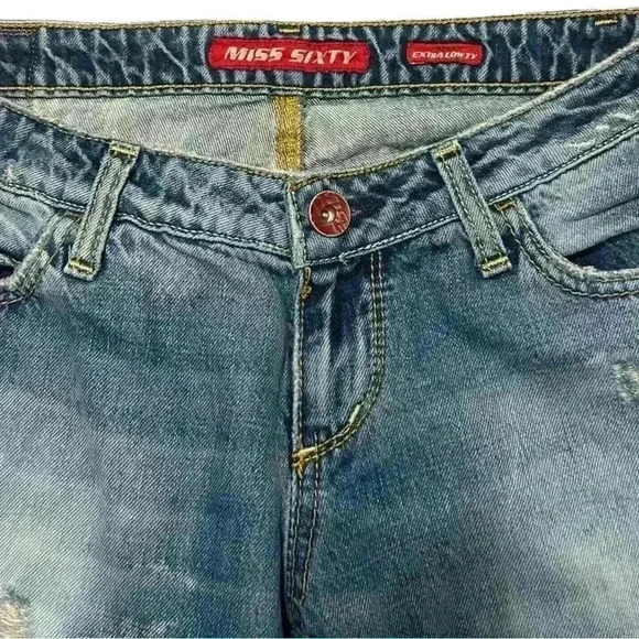 Miss Sixty Vintage Extra Low Ty Acid Wash Italian Straight Jeans - Picture 7 of 9